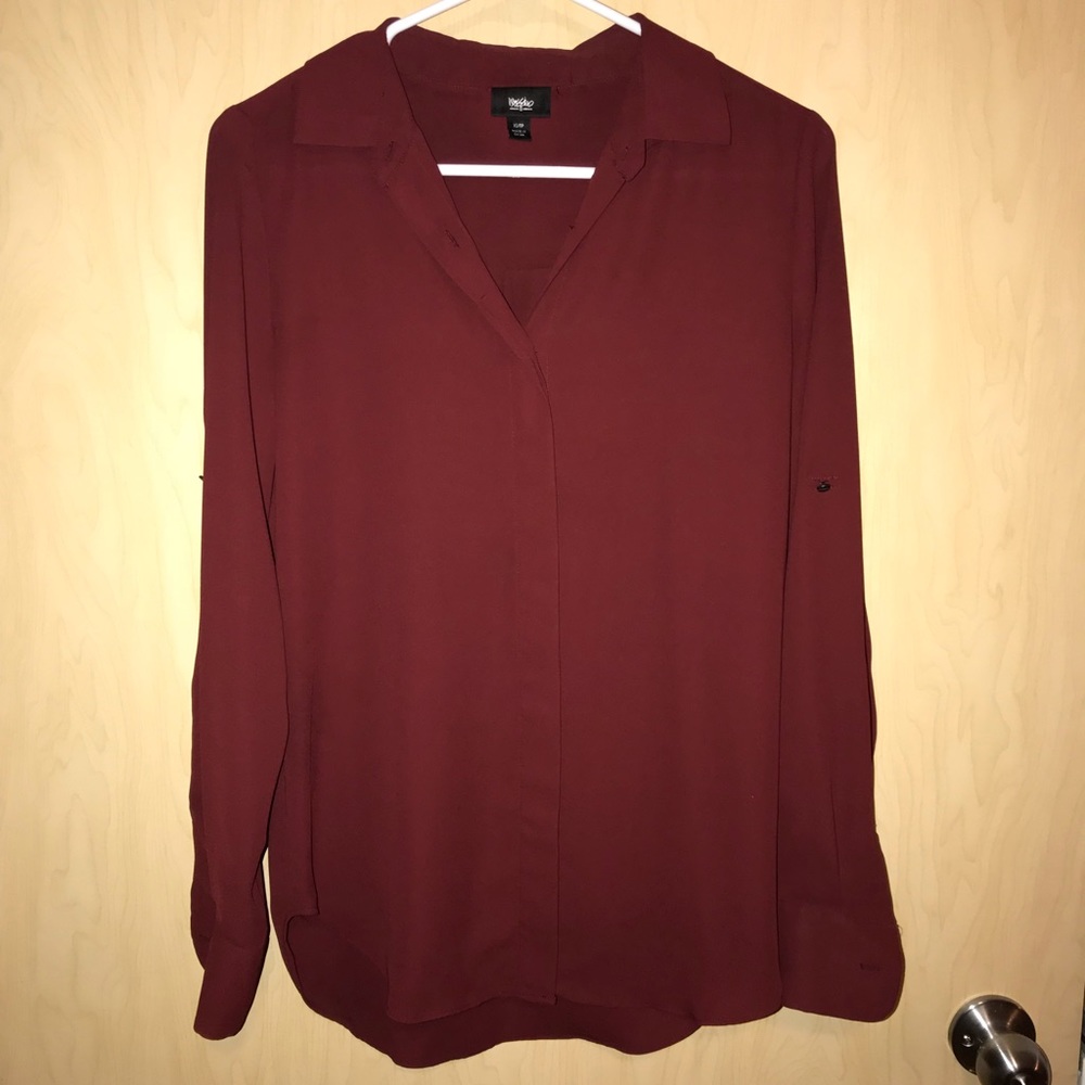 Maroon silky dress shirt